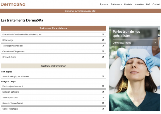 clinique esthétique website dermaska